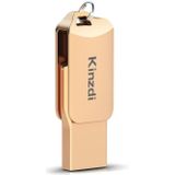 Kinzdi 128GB USB 2.0 Android-telefoon en computer Roterende metalen U-schijf voor tweerlei gebruik V8 (rosgoud)