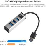 USB tot 4 USB 3.0 Ports Aluminium Hub met schakelaar