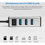 USB tot 4 USB 3.0 Ports Aluminium Hub met schakelaar