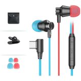 LANGDOM V7T Type-C / USB-C Wired In-Ear Gaming Oortelefoon (rood + blauw)