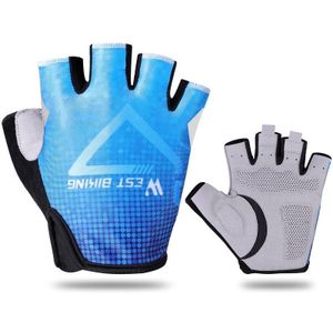 WEST BIKING YP0211215 Rijhandschoenen Zomer Halve Vinger Ademende Outdoor Fietshandschoenen  Maat: XXL(Blauw)