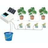G89456 Solar Intelligent Voice Timing Automatische Bloem Watering Device Lazy Plant Dripper  Specificatie: Dubbele pomp 15 sets 10m buis (wit)