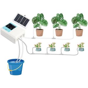 G89456 Solar Intelligent Voice Timing Automatische Bloem Watering Device Lazy Plant Dripper  Specificatie: Dubbele pomp 30 sets 20m buis (wit)