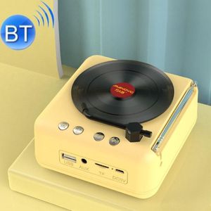 Manovo H3 Macaron Vinyl Platenspeler Bluetooth Speaker Retro Radio Stereo(Geel)