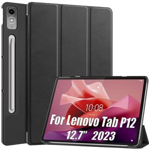 Case Geschikt for Lenovo Tab P12 12.7 ""2023 Tablet Licht Dunne Tri-Opvouwbare Stand Tablet Cover for Xiaoxin pad Pro 12.7 TB371FC (Color : Black, Size : For Lenovo P12 12.7)