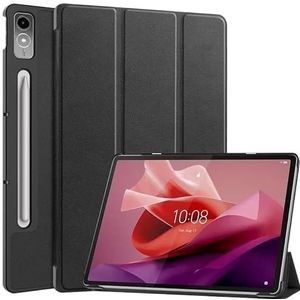 Geschikt for Lenovo Tab P12 12.7 inch 2023 Xiaoxin Pad Pro Tri-Opvouwbare Stand Magnetische Smart Tablet Cover case (Color : Black, Size : For Tab P12 2023 12.7)