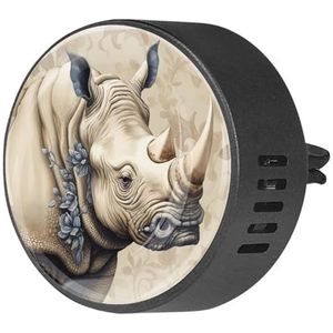 Afdrukken 2 Packs Auto Aromatherapie Luchtverfrisser Retro Rhino Patroon Essentiële Olie Diffuser Vent Clip Decoratie