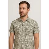 Frivilin - Overhemd - Gebroken Wit met Groene Print - Viscose - Korte Mouw