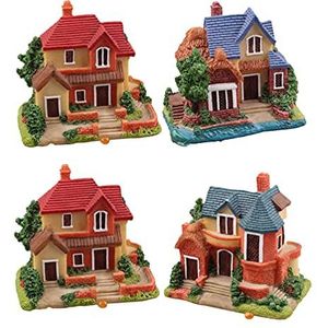 Peperkoekhuis 4 stuks miniatuurhuizen Mini Fairy Cottage Huis for tuin Patio Micro Landschap Bonsai Decoratie Miniatuur Tuinhuis Willekeurige kleur Kerst Minihuis (Size : 8.8X5.5CM)