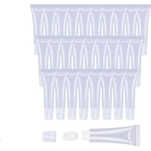 50PCS 15ML Lipgloss Tubes Heldere Zachte Lege Lippenbalsem Containers Hervulbare Mini Cosmetische Tubes for Comestic Make-up En Reistoiletartikelen (Color : 50Pcs Clean, Size : PLASTIC_10ML)