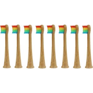 Sonicare Bamboe Opzetborstels voor Kinderen | 8 Stuks | Regenboog | Gepatenteerde Bio-based binnenkant, Bamboe buitenkant