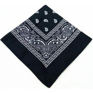 Bandana - Katoenen hoofdband - Sport accessoire - Paisley print - Zwart