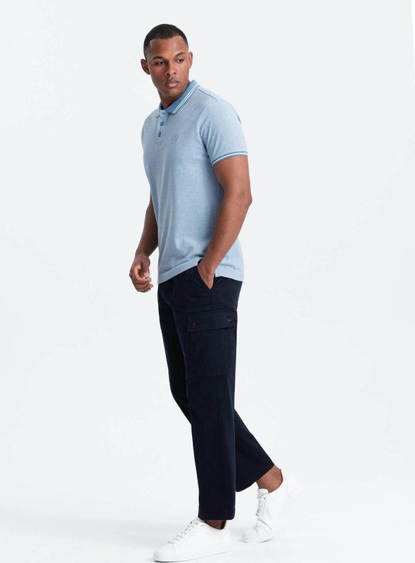 Italian Style - Poloshirt Heren - Korte Mouw - Blue Melange - Italianstyle