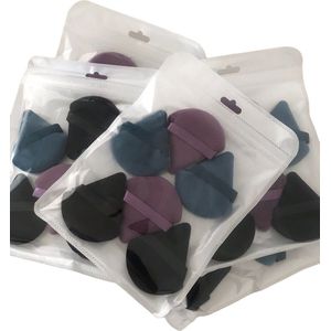 Powder Puff - Make-up Sponsje - Beauty Blender - Powder puff Driehoek - 6 stuks - Kleuren: zwart, donker cyaan en donker paars