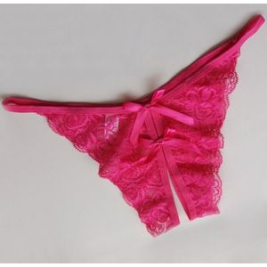 3 PCS Sexy Opening Kruis Slipje Flower Lace Briefs Thongs (Roze)