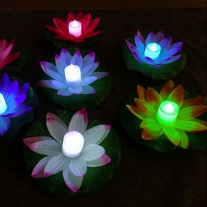 3 kleur LED overstroming licht kunstmatige Lotus zweven bloem vorm lampen voor buitenzwembad wensen Party(Pink)