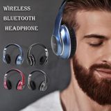 VJ033 Multifunctionele upgrade Bluetooth 5.0 Headset Stereo Draadloze LED-microfoon FM Radio Headset(Blauw)