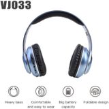 VJ033 Multifunctionele upgrade Bluetooth 5.0 Headset Stereo Draadloze LED-microfoon FM Radio Headset(Blauw)