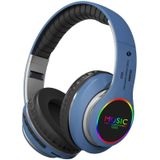 VJ033 Multifunctionele upgrade Bluetooth 5.0 Headset Stereo Draadloze LED-microfoon FM Radio Headset(Blauw)