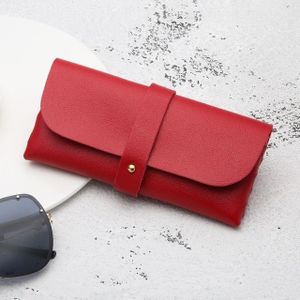 Fashion Portable Bril Case Magnetic PU lederen opvouwbare bril doos voor eyeglass oversized zonnebril (rood)