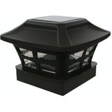 4 inch outdoor zonne-kolom lamp wit + warm wit licht tuinlamp (zwart)