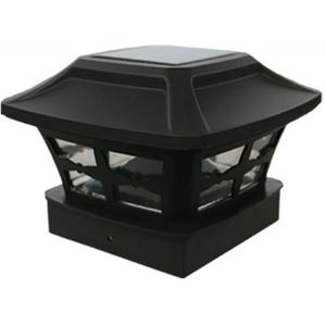 4 inch outdoor zonne-kolom lamp wit + warm wit licht tuinlamp (zwart)