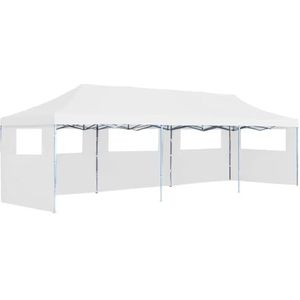 Opvouwbare Pop-up partytent met 5 zijwanden, 3x9 m, wit