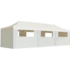 Opvouwbare Pop-up partytent met 8 zijwanden 3x9 m crème