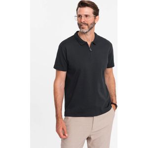 Italian Style - Poloshirt Heren - Zwart - Korte Mouw Met Rits
