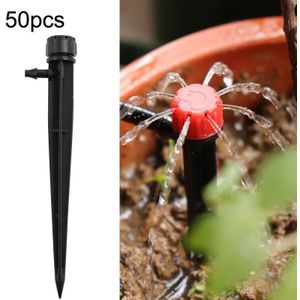 50 stks FH-118 13 cm Verstelbare 8 Gaten Grond Plug Druppelaar Tuin Irrigatiesysteem Watering Nozzle (Zwarte Hoed)