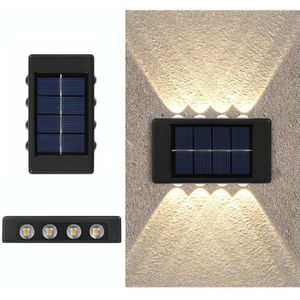 8LED NiMH Solar Wandlamp Outdoor Waterdicht Op en neer Tweekoppige Spotlights (Warm Licht)