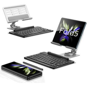 For Samsung Galaxy Z Fold5 GKK Folding Bluetooth Keyboard Holder with Pen + Holder + Keyboard + Mouse(Silver)