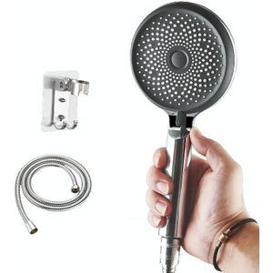 Home Handheld Siliconen Supercharged Douche Nozzle  Style: Silver + Soft Tube + Space Aluminium Seat