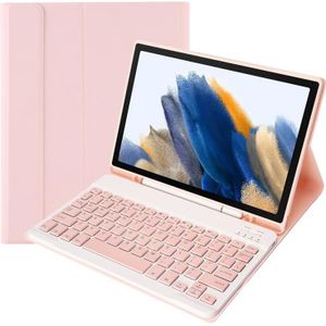A08B Candy Color Bluetooth Toetsenbord Lederen Case met Pen Slot voor Samsung Galaxy Tab A8 10.5 2021 SM-X200 / SM-X205 (Pink)