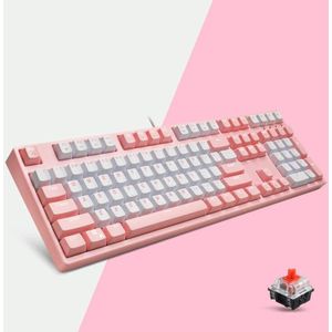 87/108 Sleutels Gaming Mechanical Keyboard  Kleur: FY108 Roze Shell Red Shaft