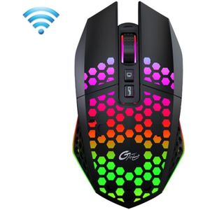 Fmouse X801 8 toetsen 1600DPI holle lichtgevende gaming kantoor muis  stijl: zwart draadloos oplaadbaar