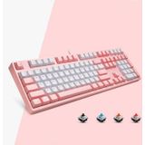 87/108 Sleutels Gaming Mechanisch toetsenbord  Kleur: FY108 Pink Shell Green Shaft