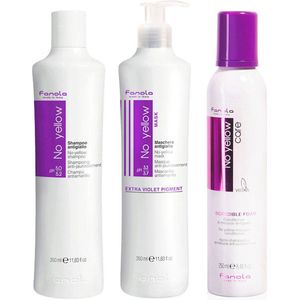 FANOLA NO YELLOW SHAMPOO 350ML AND MASK 350ML MOUSSE 250ML ANTI YELLOW FOR BLOND HAIR