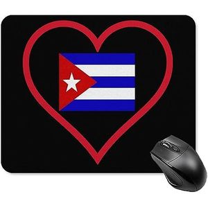 I Love Cuba Rood Hart Grappige Muismat Leuke Muismat Rechthoek Waterdicht voor Game Draadloze Muis Bureau met Antislip Rubberen Basis