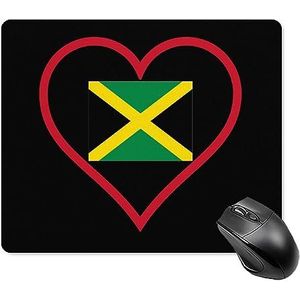 I Love Jamaica Rood Hart Grappige Muismat Leuke Muismat Rechthoek Waterdicht voor Game Draadloze Muis Bureau met Antislip Rubberen Basis