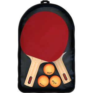 STAG 1 Star Tafeltennis Set 2 Rackets & 3 Ballen (Zwart/Rood, Materiaal-Hout) Comfortabele Grip | Lichtgewicht | Ideaal voor grote toernooien