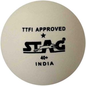 Stag Two Star Plastic Table Tennis Ball, 40mm, Pack of 6 (White) | Plastic | STAG Ball Soft Pro Tennis Ball | Balls for Training, Tournaments, and Recreational Play | Durable for Indoor/Outdoor Game