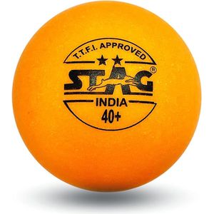 Stag Two Star Plastic Tafeltennisbal, 40 mm, Pak van 3 (Oranje) | Plastic | STAG Ball Soft Pro Tennisbal | Ballen voor Training, Toernooien en Recreatief Spelen | Duurzaam voor Indoor/Outdoor Spel