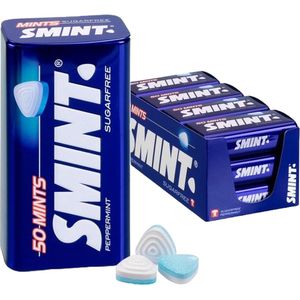 Smint XL Peppermint Pepermunt Snoep - Verfrissing - Suikervrij - 12 Blikjes