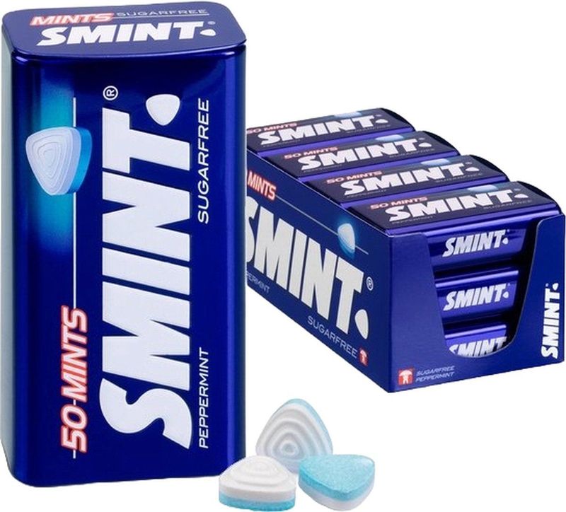 Smint XL Peppermint Pepermunt Snoep - Verfrissing - Suikervrij - 12 Blikjes