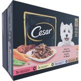 Cesar Hondenvoer - Mix Selectie in Saus - Maaltijdzakjes - 48x100g