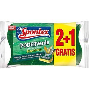 Spontex Éponges en fibre avec éponge, 3 éponges à récurer