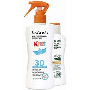 BABARIA Spray Protector Solar SPF30 200ML + Aloe Vera BALSAMO 100ML, Kids Sunscreen Mixte, Negro, Seulement