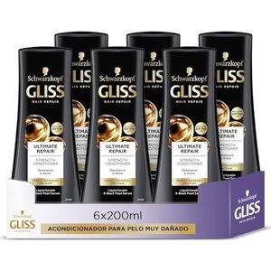 Gliss Ultra Repair Ultimate Repair Conditioner voor sterk beschadigd haar met vloeibare keratine, 6 stuks à 200 ml (1200 ml)