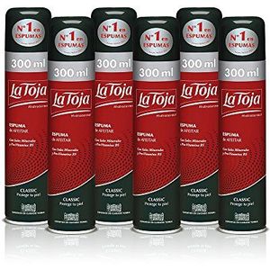 La Toja - Afeitar Classic schuim, 6 eenheden van 300 ml (1800 ml) voor meer precisie en glijden van het lemmet, zachte en duurzame scheerbeurt